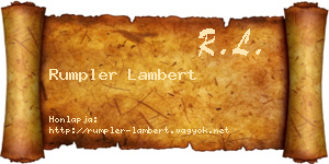 Rumpler Lambert névjegykártya